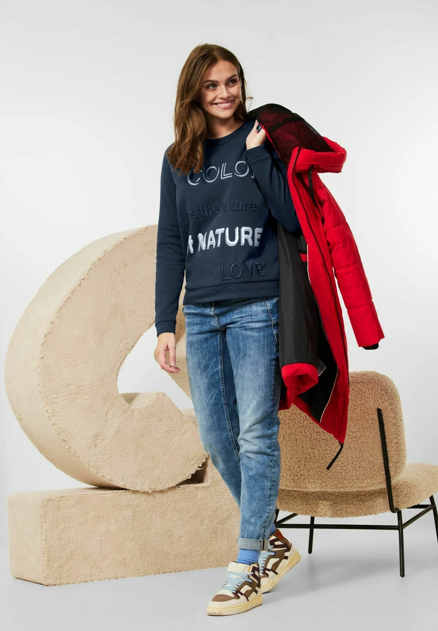 Cecil Mit Wording - Sweater - Blau 3 Cecil Mit Wording - Sweater - Blau - Afbeelding 3