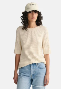 Gant Cable Ss C-Neck - Trui - Cream