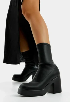 BERSHKA Fitted - Enkellaarsjes Met Hoge Hak - Black