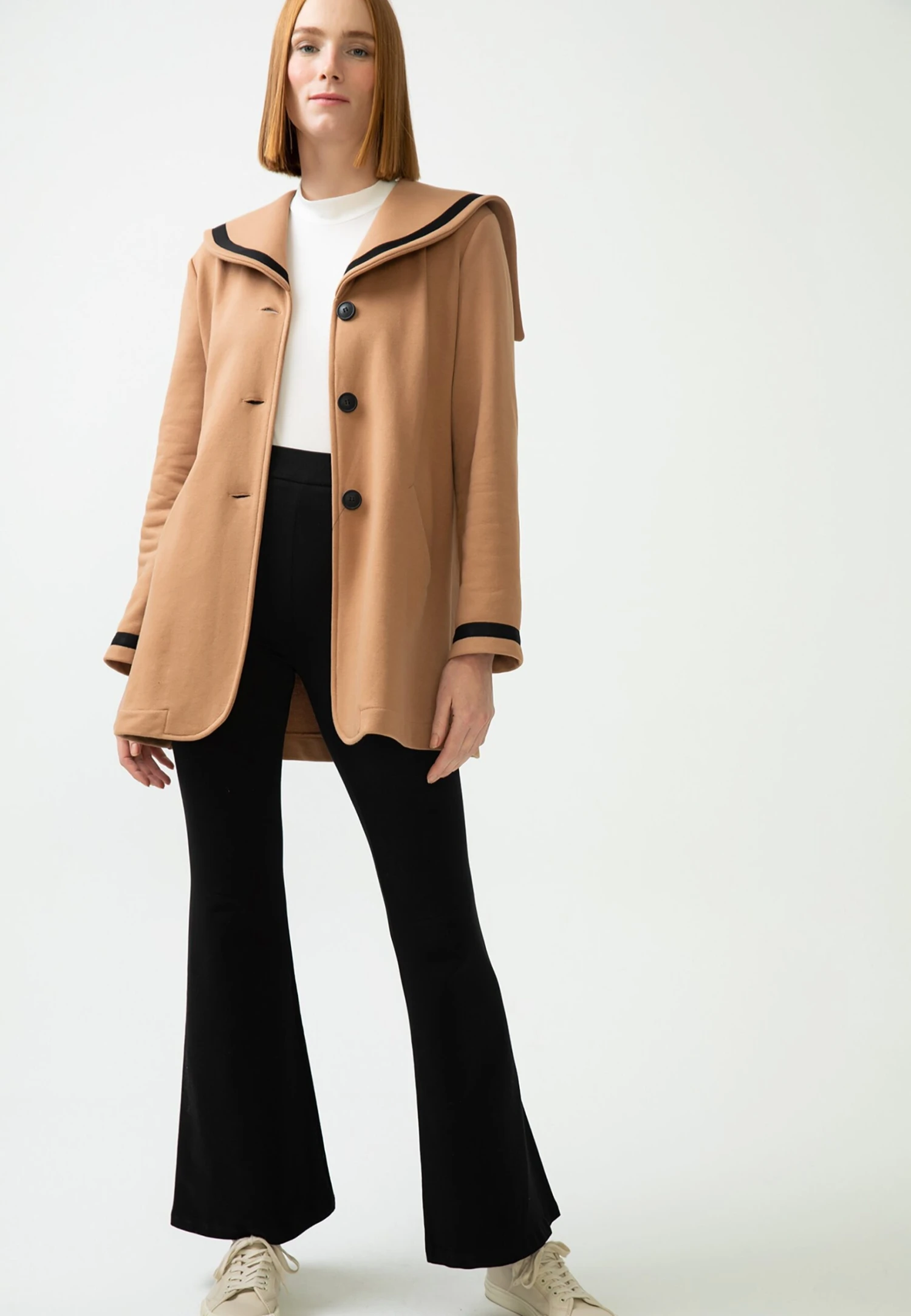 Halflange Jas - Beige 2 Halflange Jas - Beige - Afbeelding 2