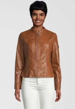 H.I.S Mit Label Detail - Leren Jas - D Cognac