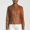H.I.S Mit Label Detail - Leren Jas - D Cognac