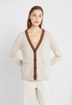 Classic Cardigan - Vest - Oatmeal/Deep Camel