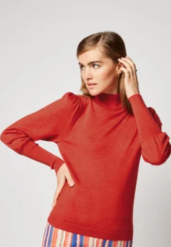 RODIER ThinFunnel Neck Puffed Sleeves - Trui - Orange