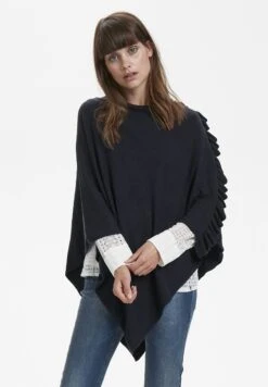 Cream Poncho - Poncho - Royal Navy Blue