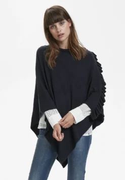 Cream Poncho - Poncho - Royal Navy Blue