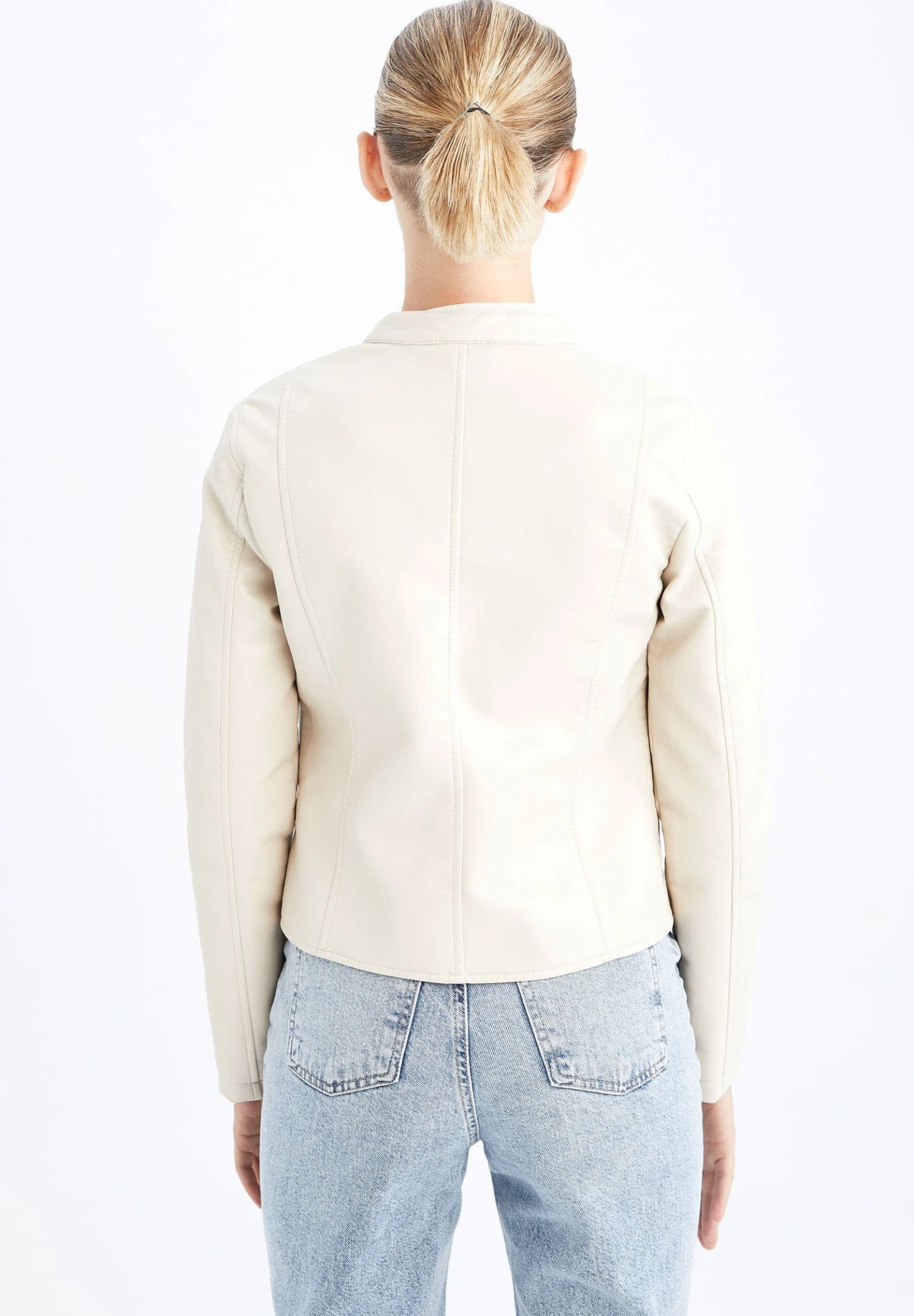 DeFacto Regular Fit - Imitatieleren Jas - Beige 3 DeFacto Regular Fit - Imitatieleren Jas - Beige - Afbeelding 3