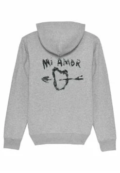 Mi Amor Back Unisex- Hoodie - Mottled Grey