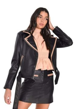 Glamorous Imitatieleren Jas - Black Tan