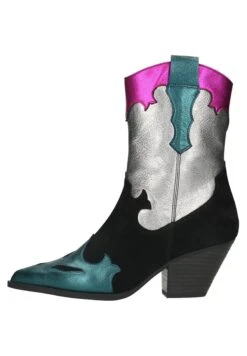 Mit Farbigen Metallic Details - Cowboy-/Bikerlaarzen - Black