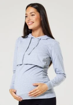 Happy Mama Maternity Nursing - Hoodie - Grey Melange
