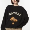Twist Oversized Slogan Embroidered - Sweater - Black