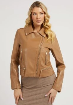 Guess Imitatieleren Jas - Braun