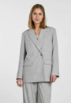 Pieces Halflange Jas - Light Grey Melange