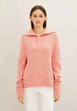 TOM TAILOR Denim Mit Troyer Kragen  - Trui - Peach Pink Melange