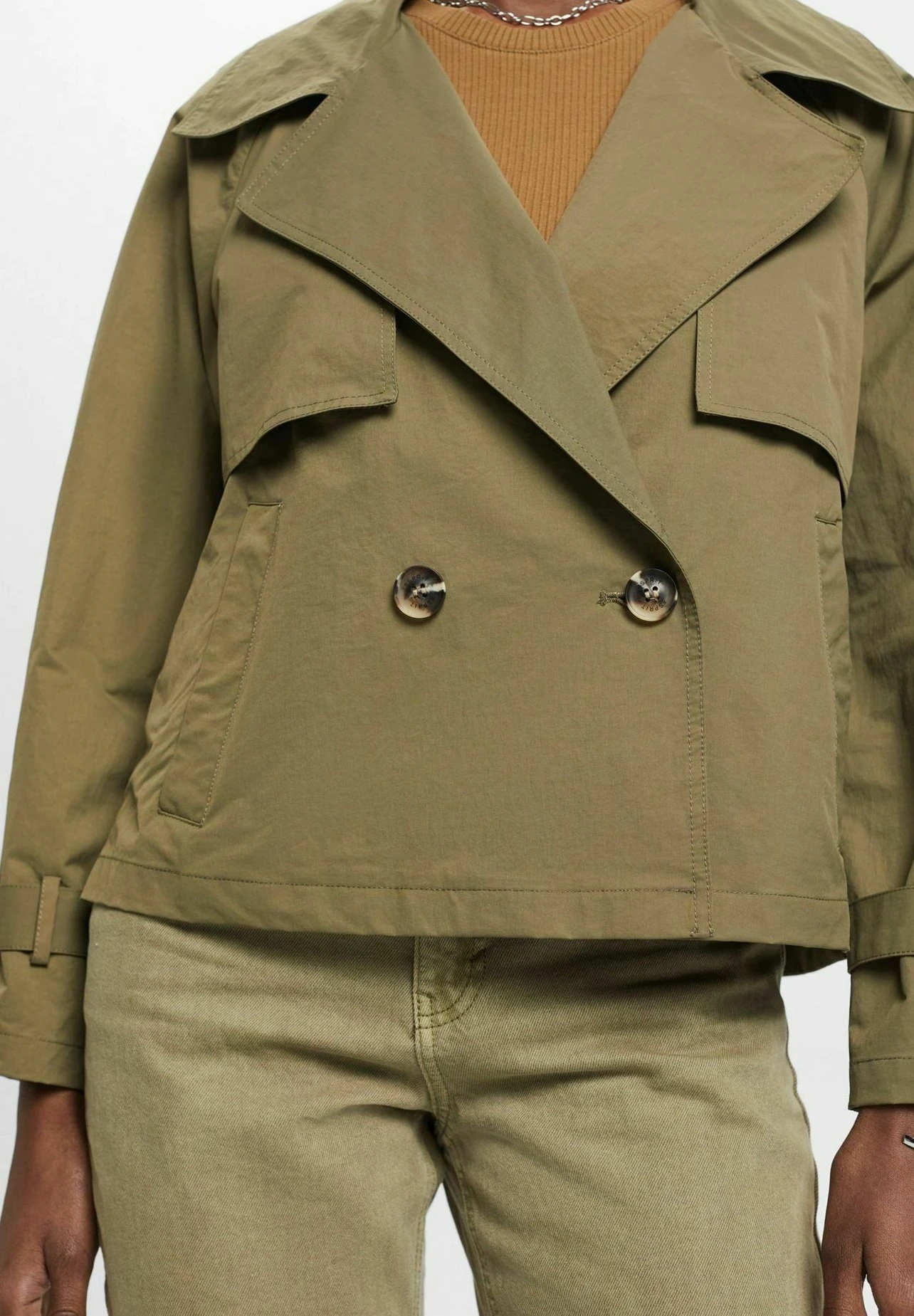 ESPRIT Zweireihiger - Lichte Jas - Khaki Green 4 ESPRIT Zweireihiger - Lichte Jas - Khaki Green - Afbeelding 4