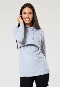 Happy Mama Maternity Nursing - Hoodie - Grey Melange -Tamaris Verkoopwinkel 7be746044646499e859ca29fc10c282e