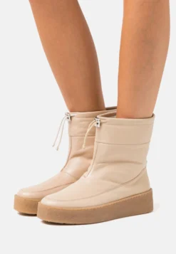 Billi Bi Enkellaarsjes Met Plateauzool - Beige