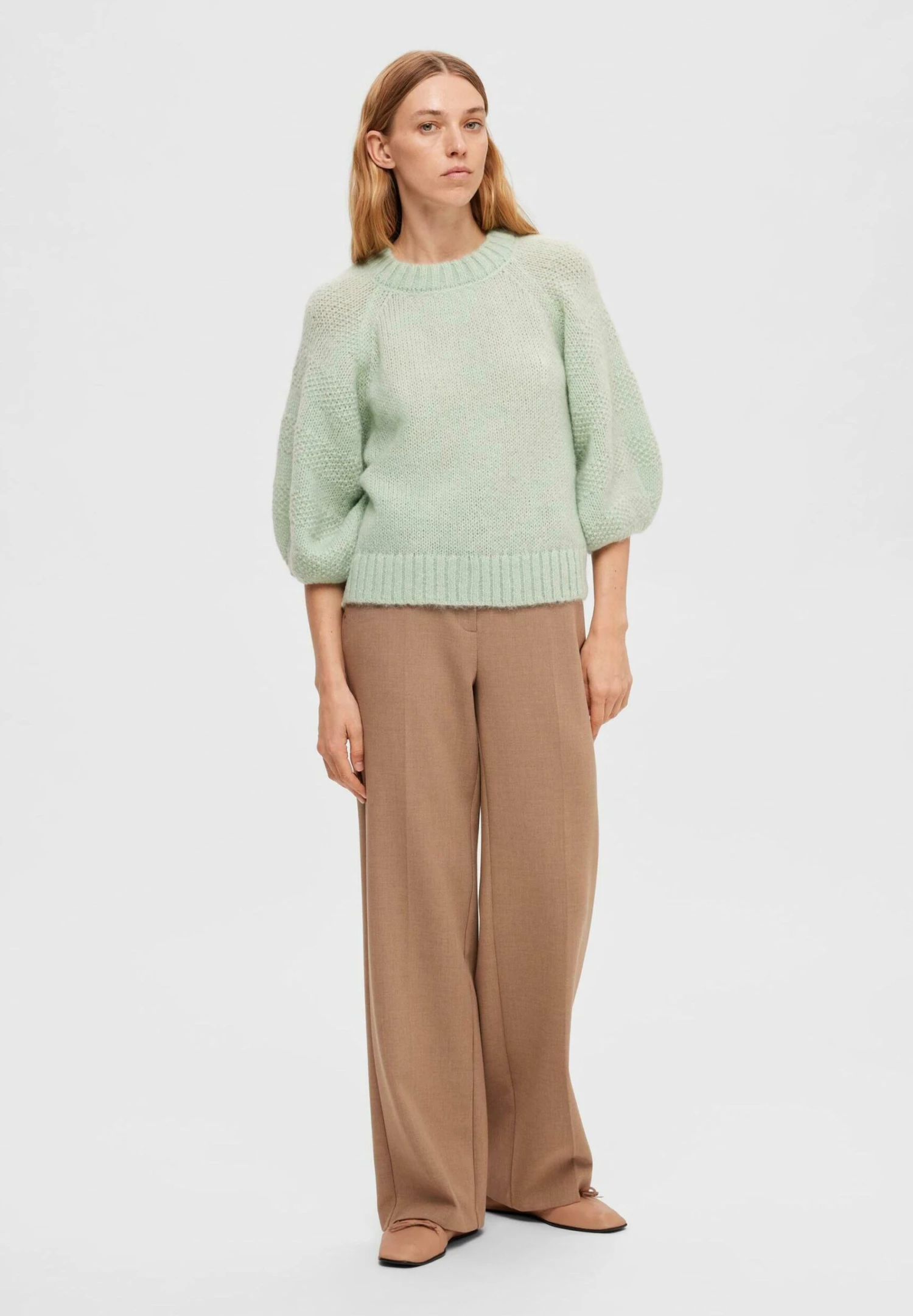 Selected Femme Louvilja 3/4 O-Neck - Trui - Aqua Foam 2 Selected Femme Louvilja 3/4 O-Neck - Trui - Aqua Foam - Afbeelding 2