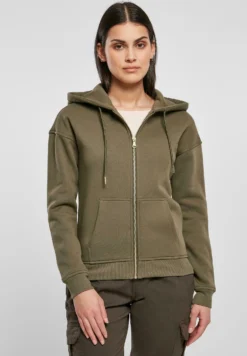 URBAN CLASSICS Hoody - Sweater Met Rits - Olive