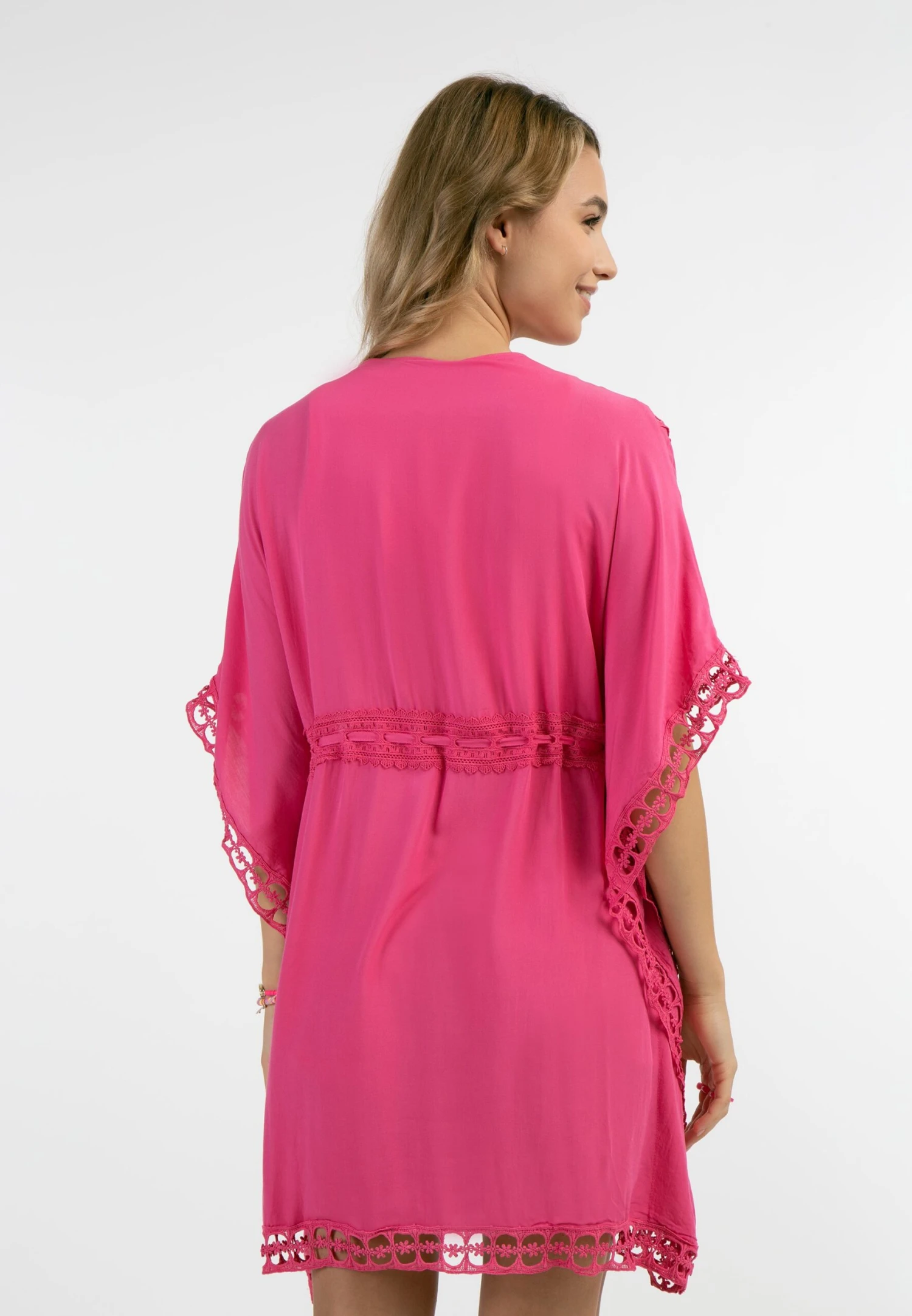 IZIA Kimono Mit Lochspitze Mahisha - Lichte Jas - Pink 3 IZIA Kimono Mit Lochspitze Mahisha - Lichte Jas - Pink - Afbeelding 3