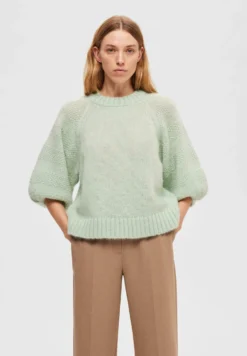 Selected Femme Louvilja 3/4 O-Neck - Trui - Aqua Foam