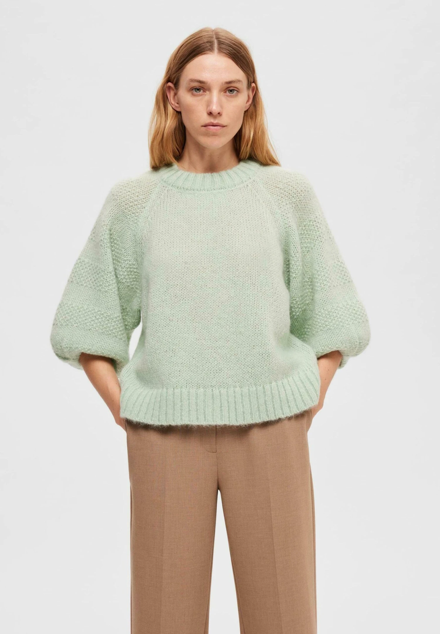 Selected Femme Louvilja 3/4 O-Neck - Trui - Aqua Foam 1 Selected Femme Louvilja 3/4 O-Neck - Trui - Aqua Foam