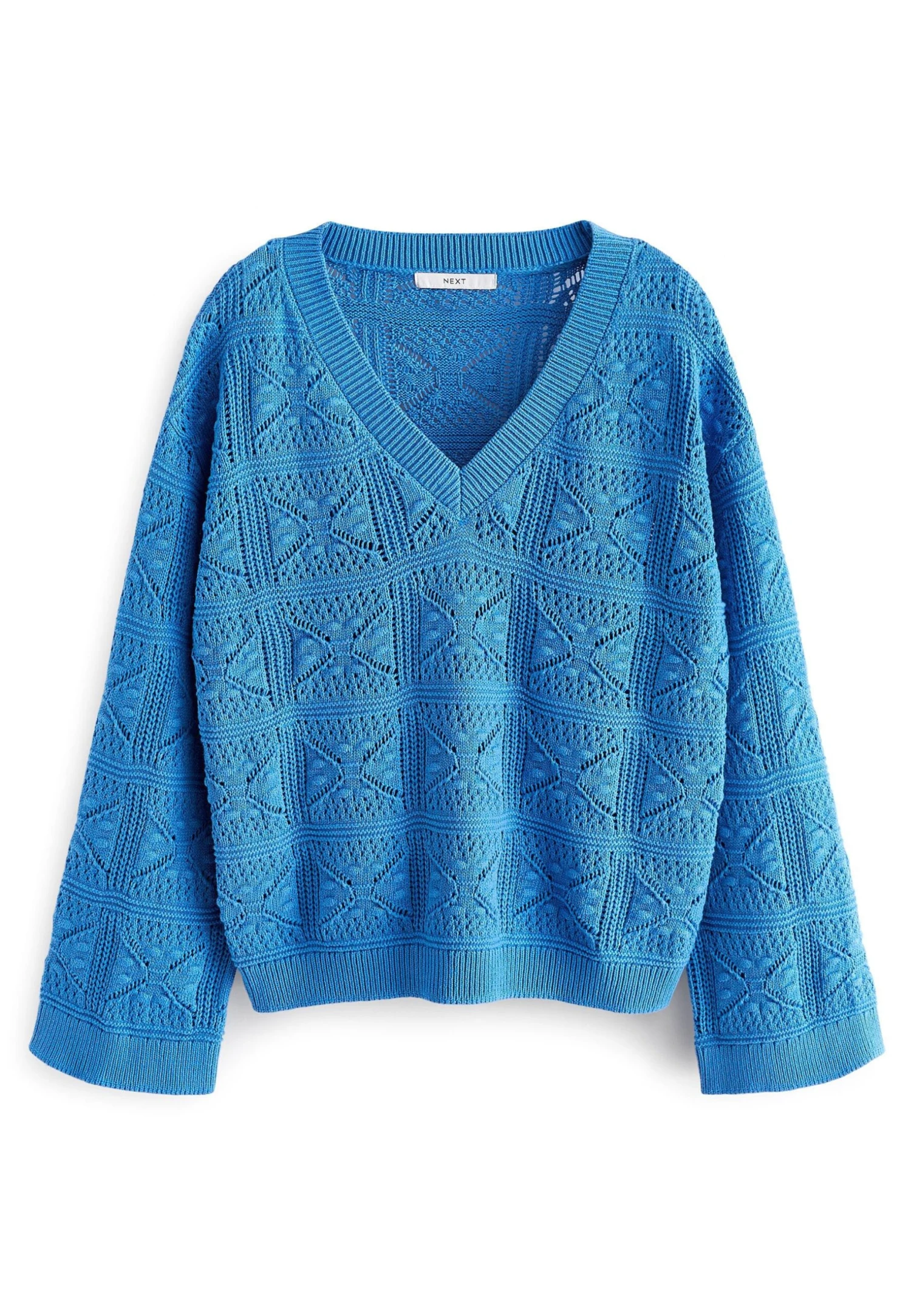 Next Stitch Detail V Neck Standard - Trui - Bright Blue 5 Next Stitch Detail V Neck Standard - Trui - Bright Blue - Afbeelding 5