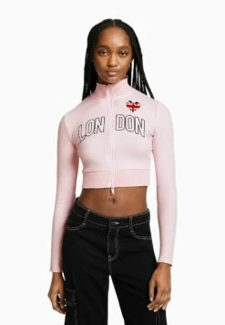 BERSHKA With Embroidery - Vest - Light Pink