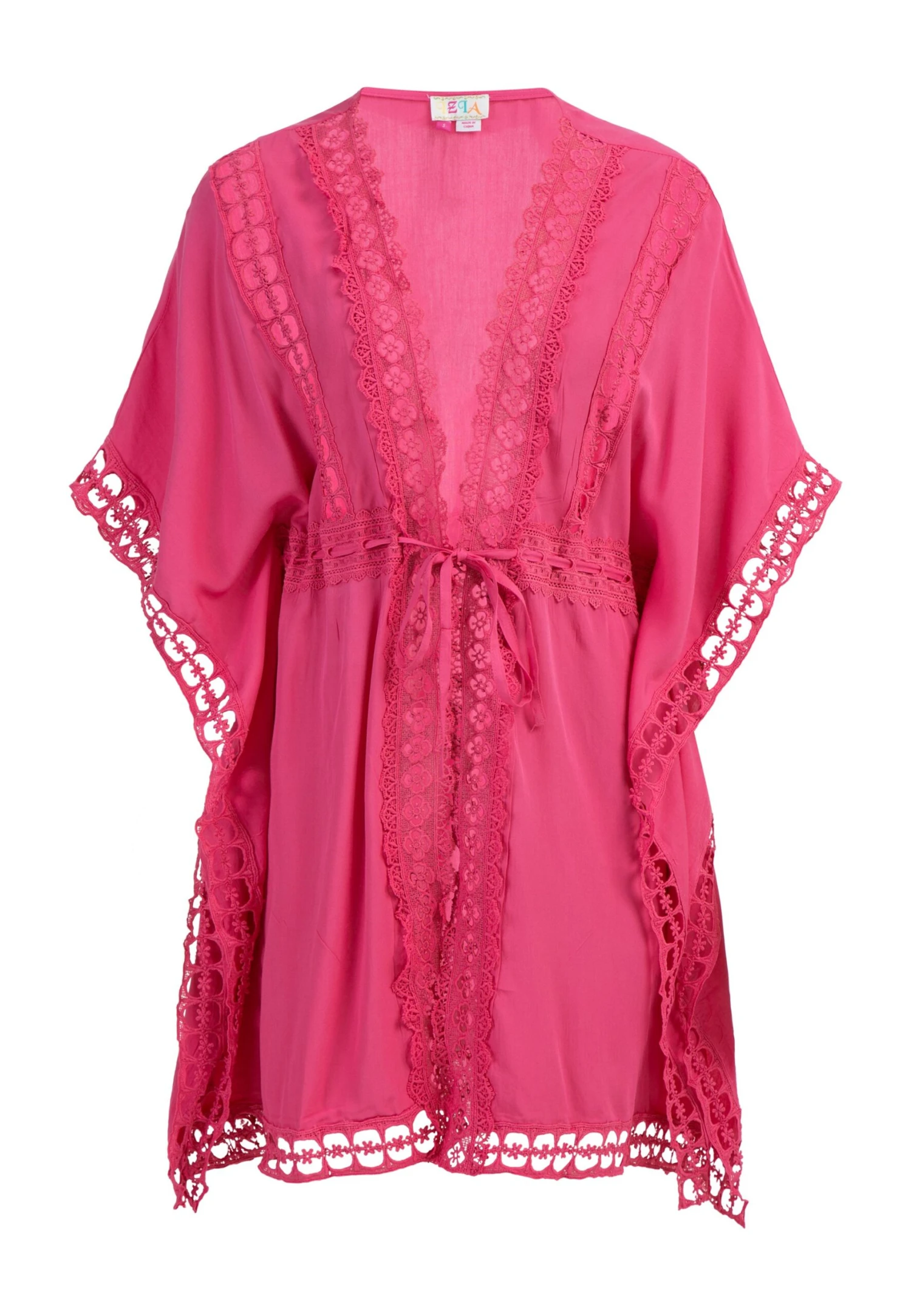 IZIA Kimono Mit Lochspitze Mahisha - Lichte Jas - Pink 5 IZIA Kimono Mit Lochspitze Mahisha - Lichte Jas - Pink - Afbeelding 5