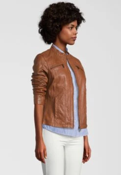 H.I.S Mit Label Patch - Leren Jas - D Cognac -Tamaris Verkoopwinkel b771e009ddea46718e22ff33515808cb