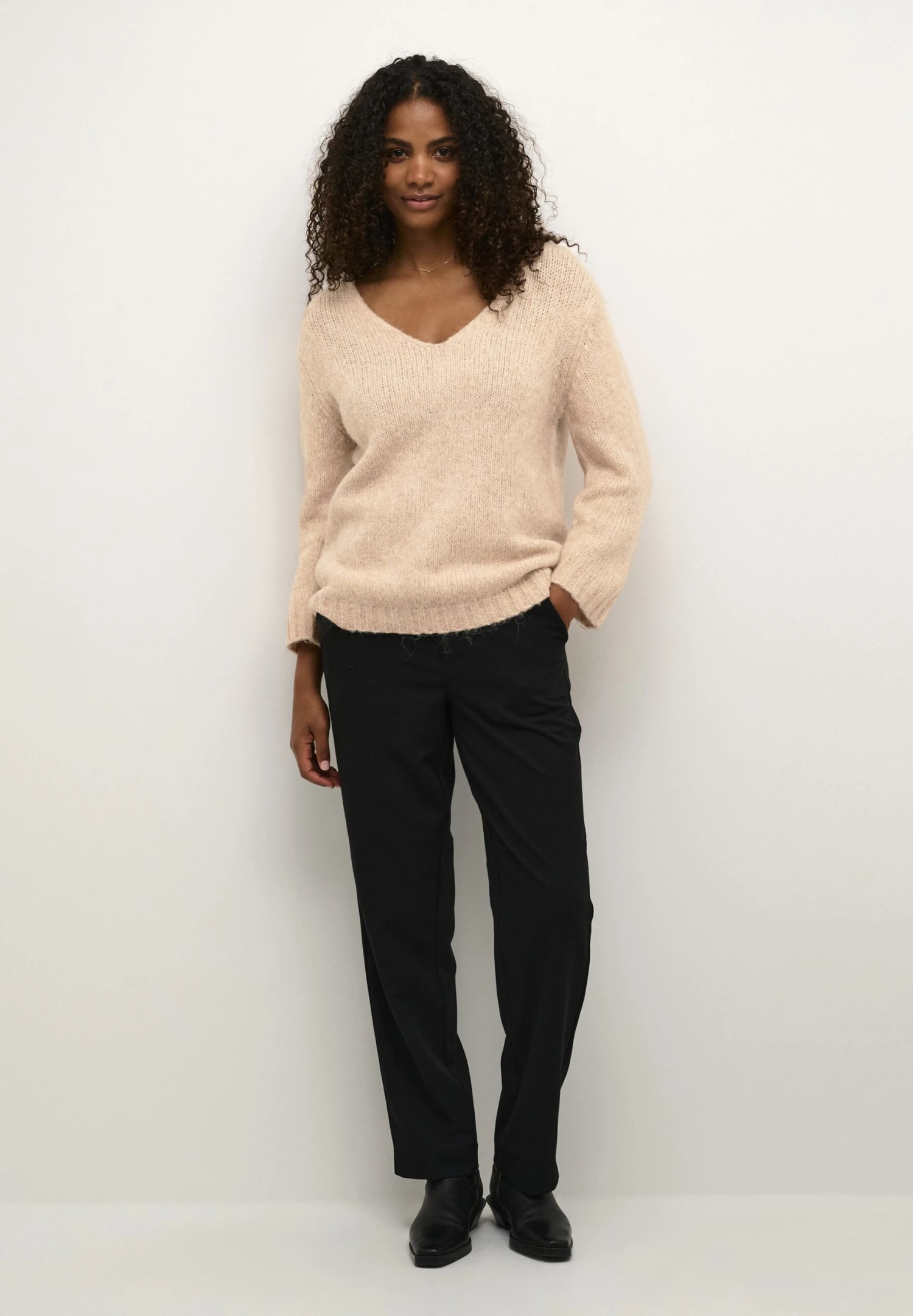 Kaffe Kaalioma 3/4 Sl- Trui - Smoke Gray Melange 2 Kaffe Kaalioma 3/4 Sl- Trui - Smoke Gray Melange - Afbeelding 2