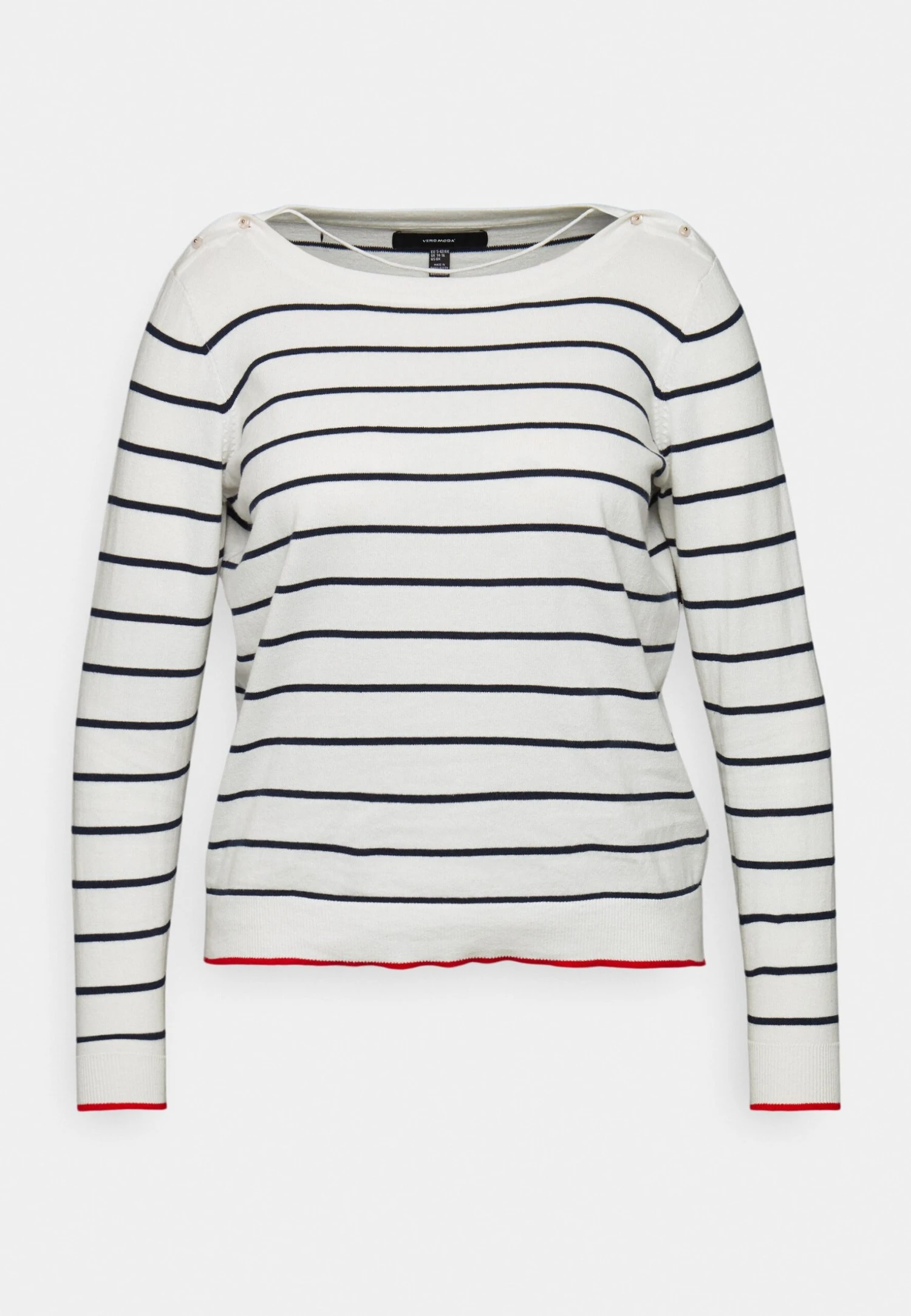 Vero Moda Curve Vmalma Ls Boatneck Button Curve - Trui - Snow White/Navy Blazer 4 Vero Moda Curve Vmalma Ls Boatneck Button Curve - Trui - Snow White/Navy Blazer - Afbeelding 4