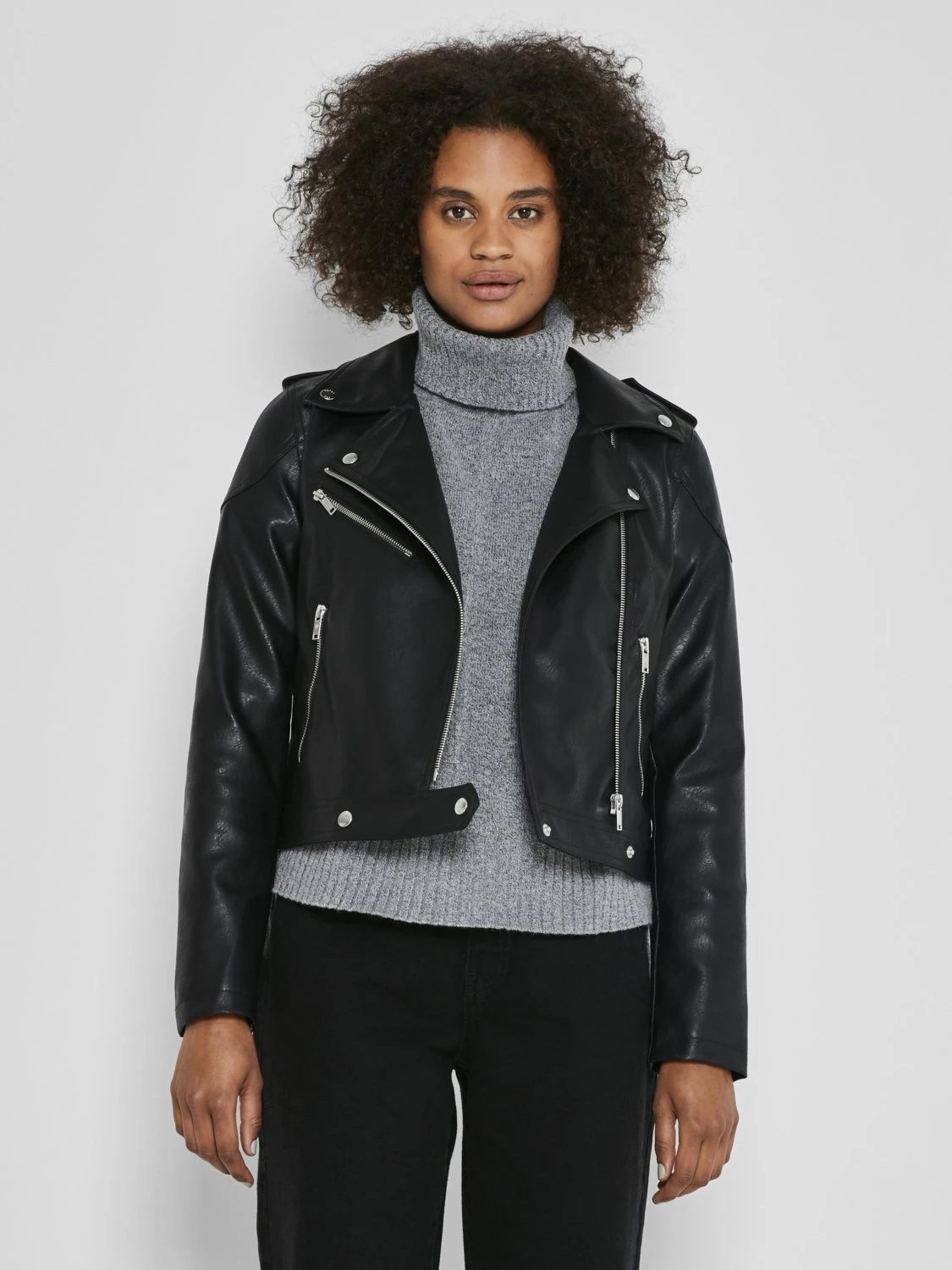 Noisy May Nmrollo Jacket - Imitatieleren Jas - Black 1 Noisy May Nmrollo Jacket - Imitatieleren Jas - Black