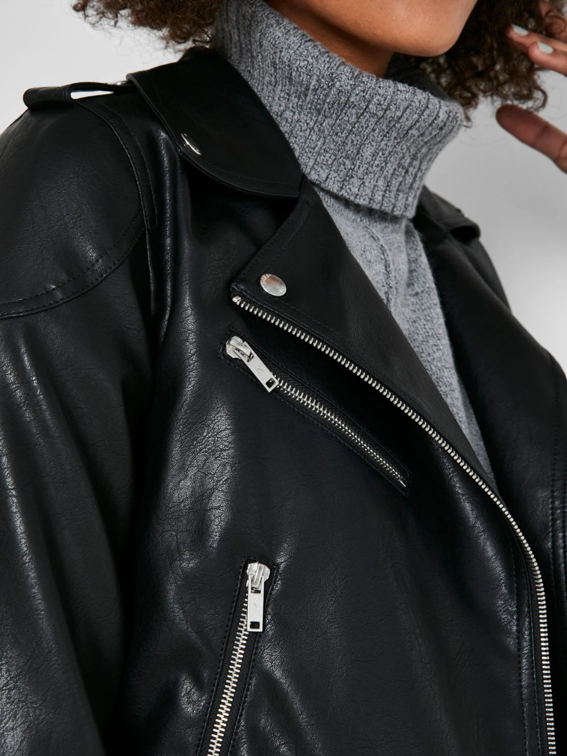 Noisy May Nmrollo Jacket - Imitatieleren Jas - Black 4 Noisy May Nmrollo Jacket - Imitatieleren Jas - Black - Afbeelding 4