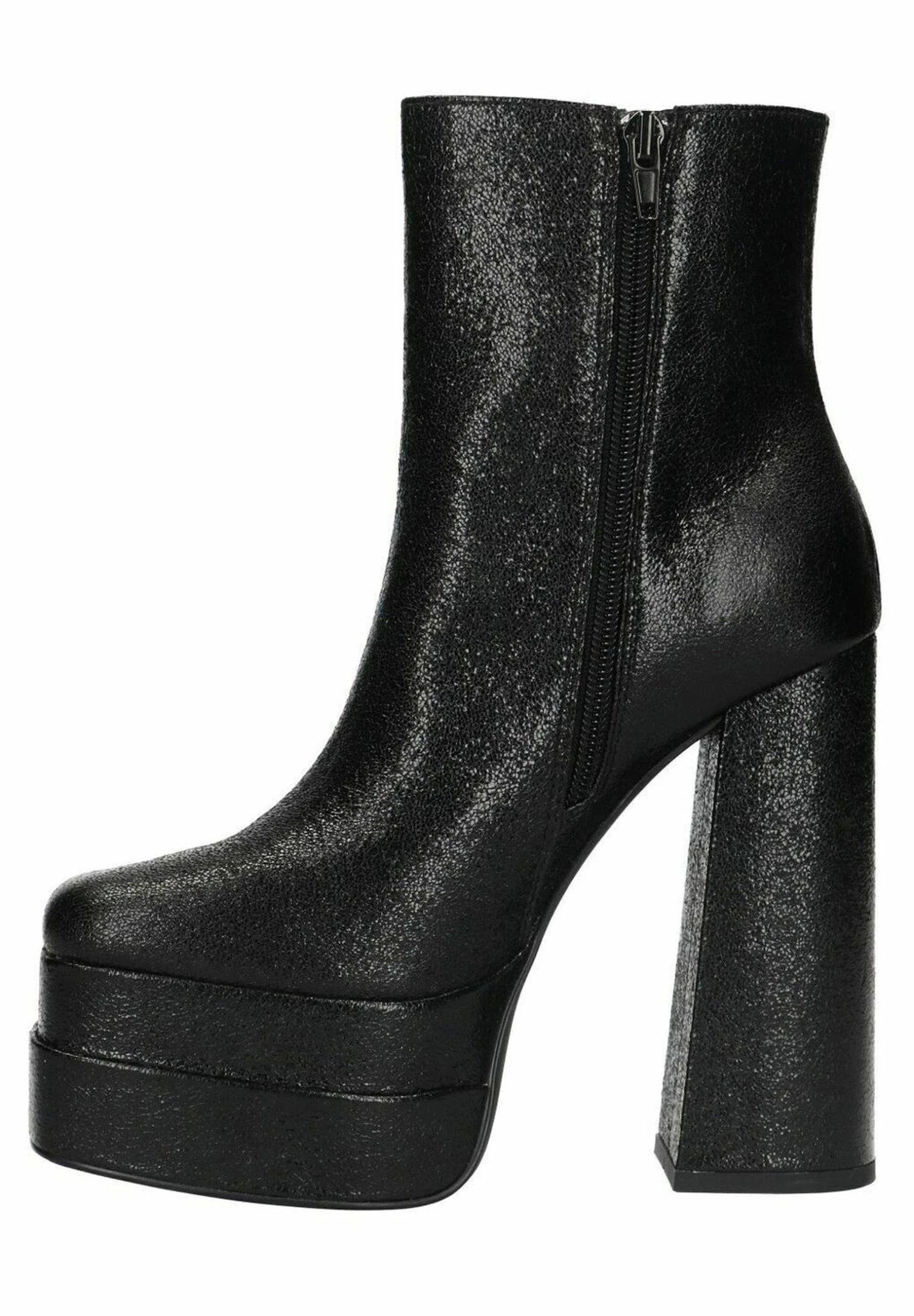 Glänzende- Enkellaarsjes Met Hoge Hak - Black 1 Glänzende- Enkellaarsjes Met Hoge Hak - Black