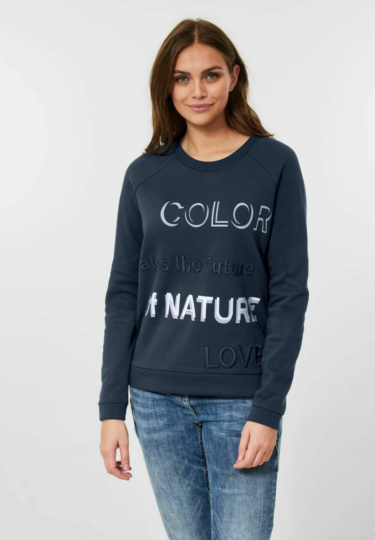 Cecil Mit Wording - Sweater - Blau 1 Cecil Mit Wording - Sweater - Blau