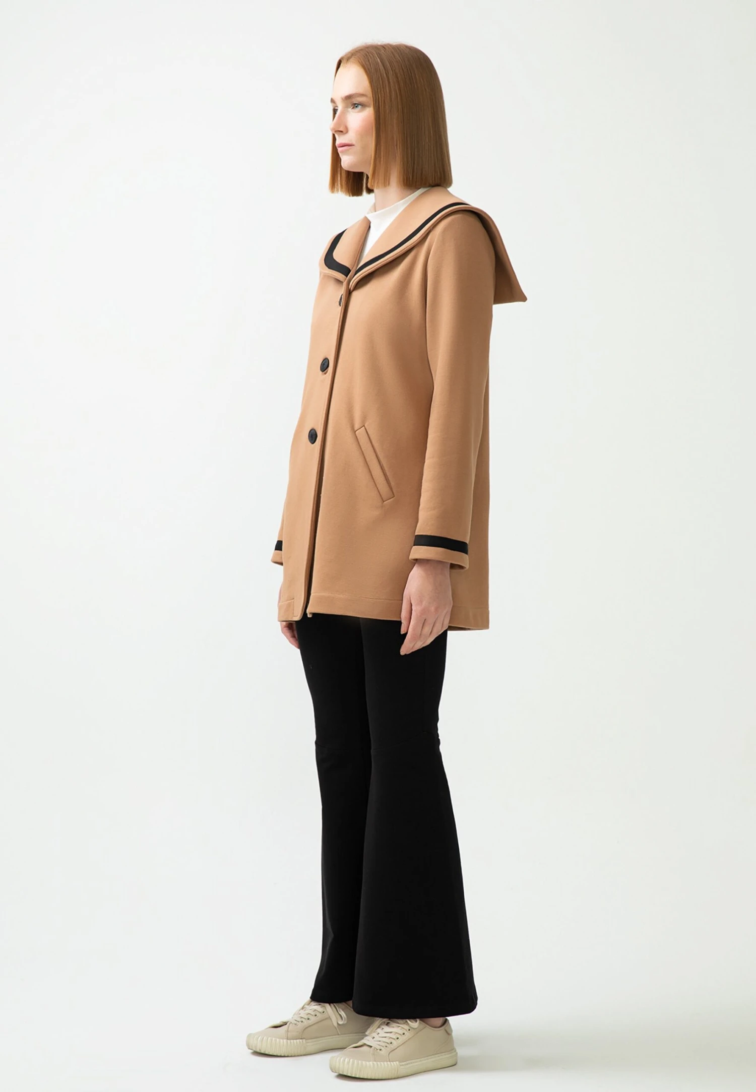 Halflange Jas - Beige 4 Halflange Jas - Beige - Afbeelding 4