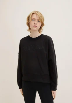 TOM TAILOR Denim Oversized Logo - Sweater - Deep Black
