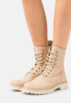 Panama Jack Florida- Enkellaarsjes Met Plateauzool - Beige