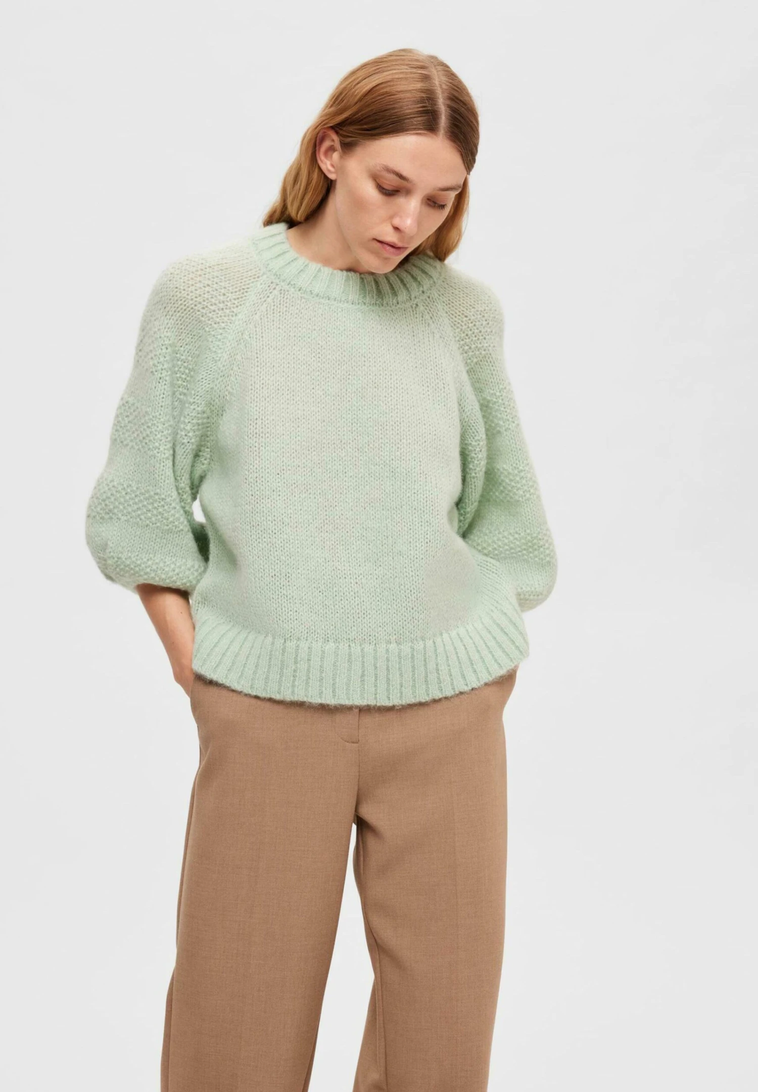 Selected Femme Louvilja 3/4 O-Neck - Trui - Aqua Foam 5 Selected Femme Louvilja 3/4 O-Neck - Trui - Aqua Foam - Afbeelding 5